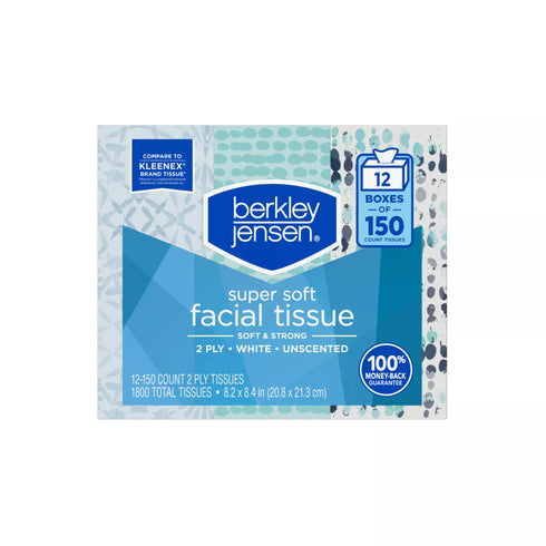 Berkley Jensen Super Soft Facial Tissues, 12 pk./150 tissues per box